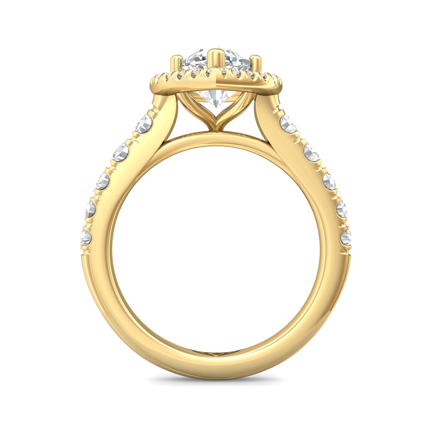 14K Yellow Gold Marquise Diamond Engagement Ring