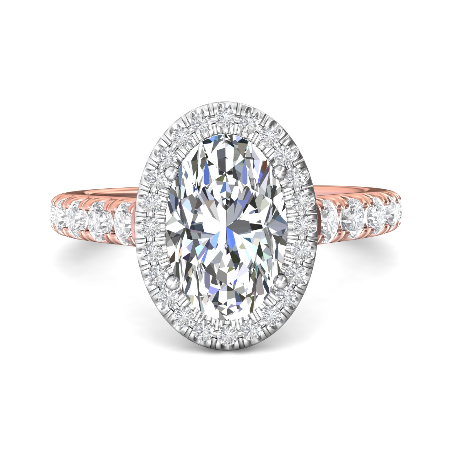 18K White and Rose Gold Oval Diamond Engagement Ring