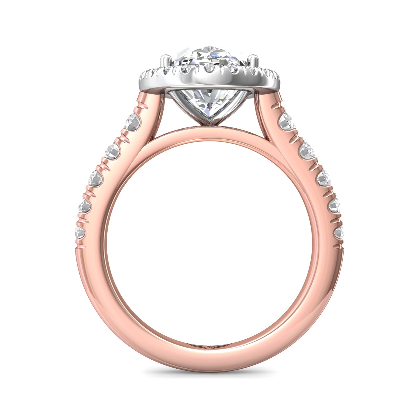 18K White and Rose Gold Oval Diamond Engagement Ring
