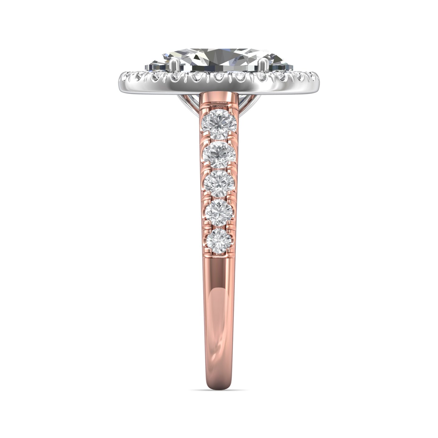 18K White and Rose Gold Oval Diamond Engagement Ring