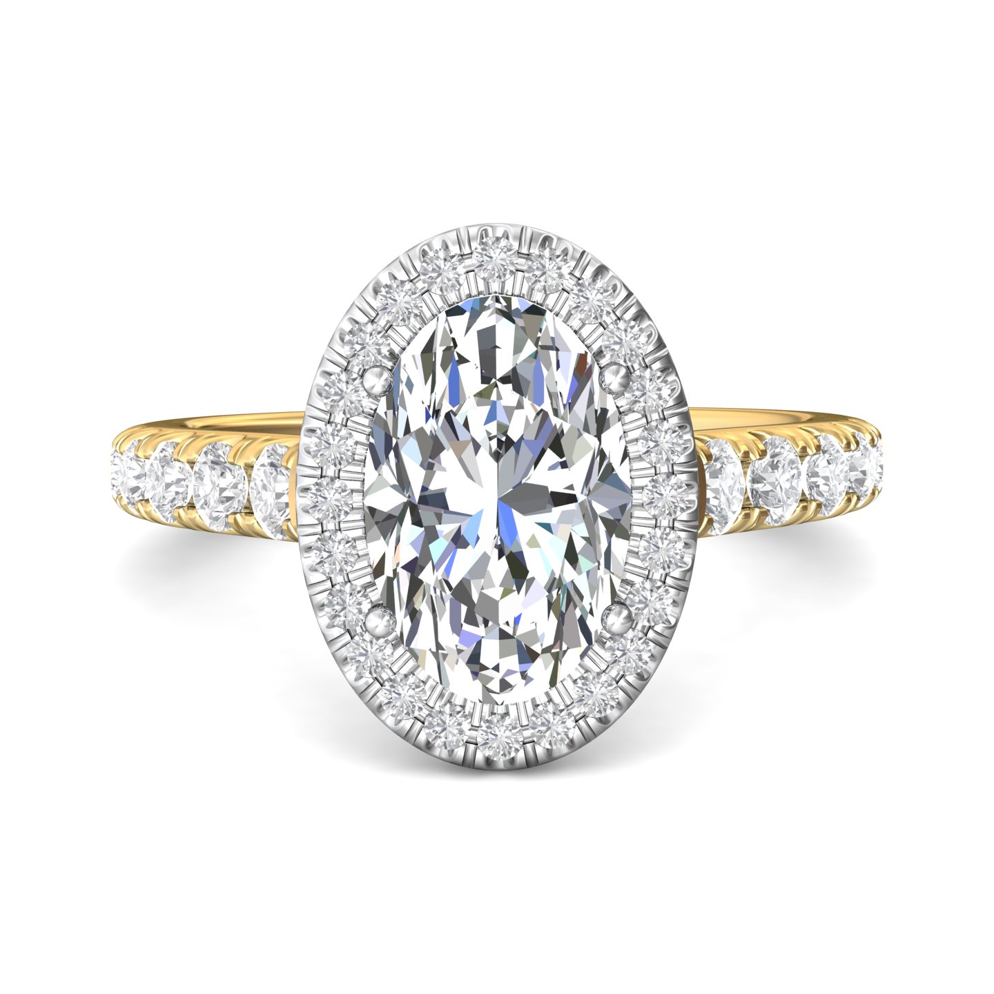 18K White and Yellow Gold Oval Diamond Engagement Ring