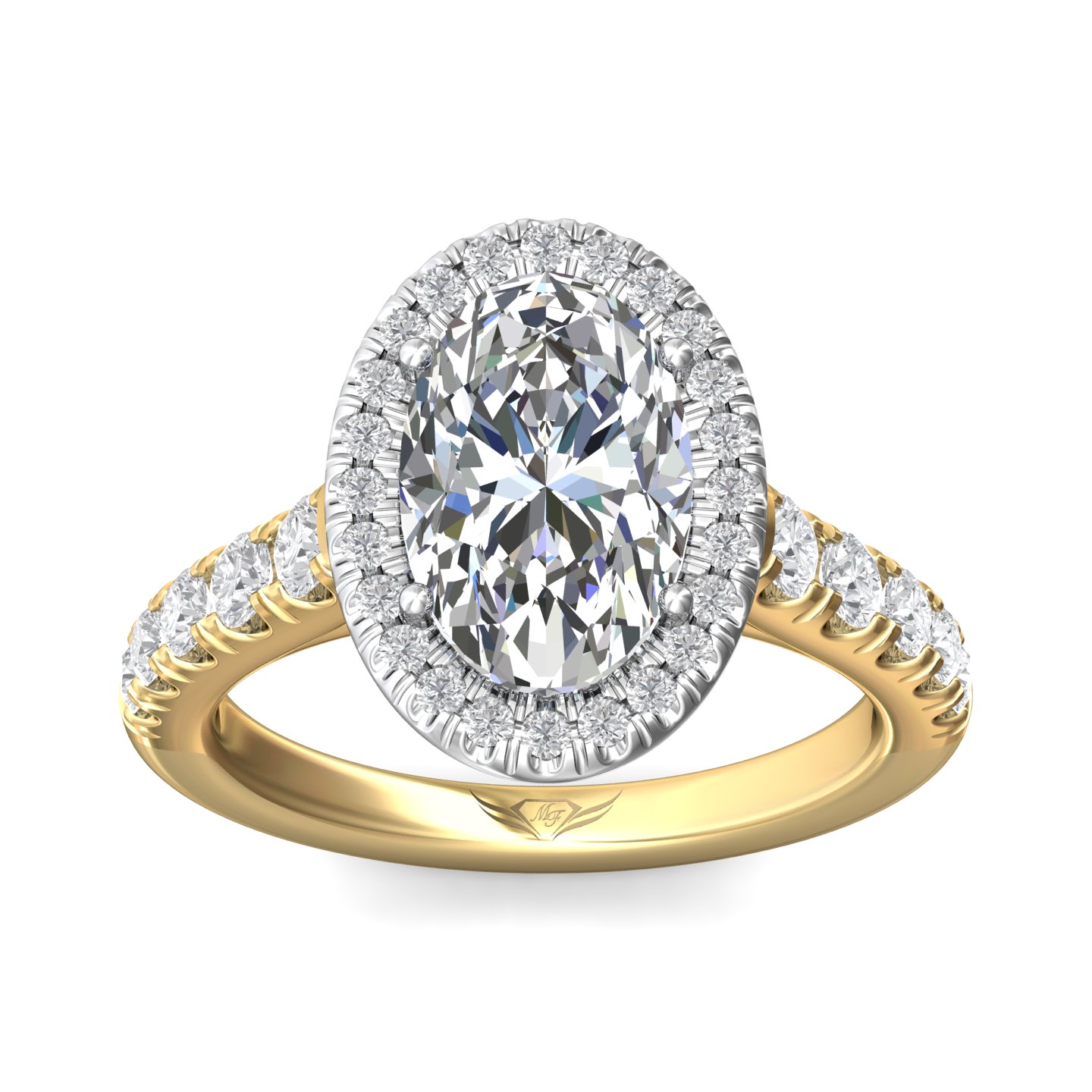 18K White and Yellow Gold Oval Diamond Engagement Ring