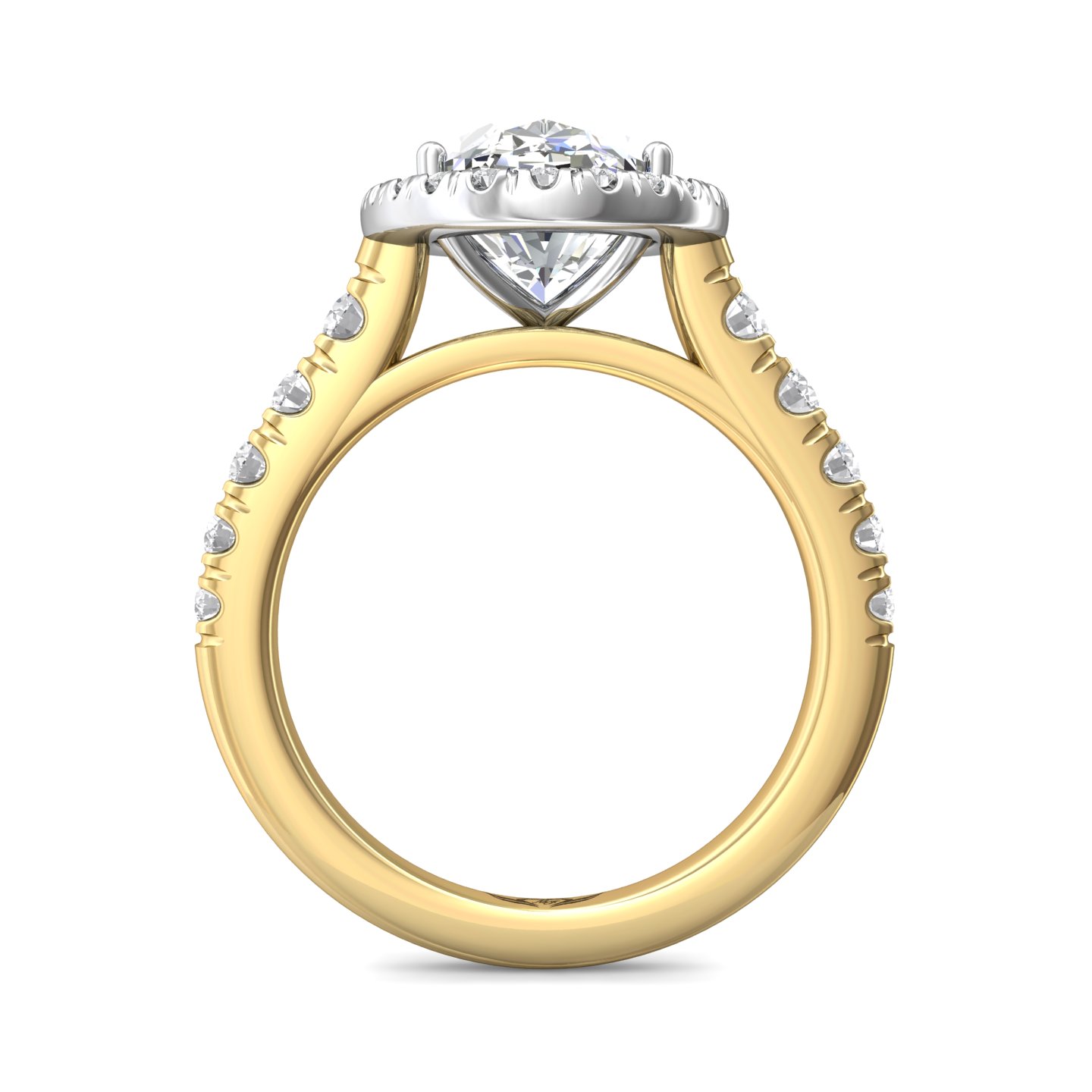 18K White and Yellow Gold Oval Diamond Engagement Ring