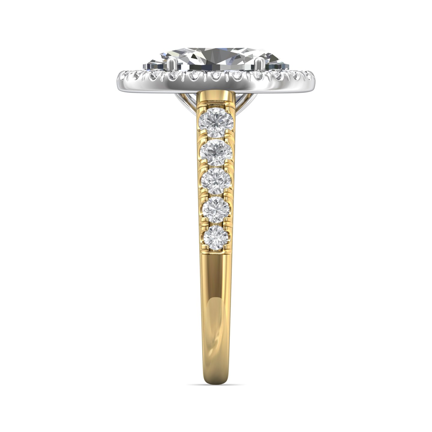 18K White and Yellow Gold Oval Diamond Engagement Ring