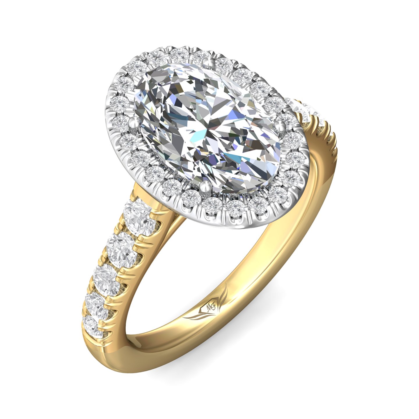 18K White and Yellow Gold Oval Diamond Engagement Ring