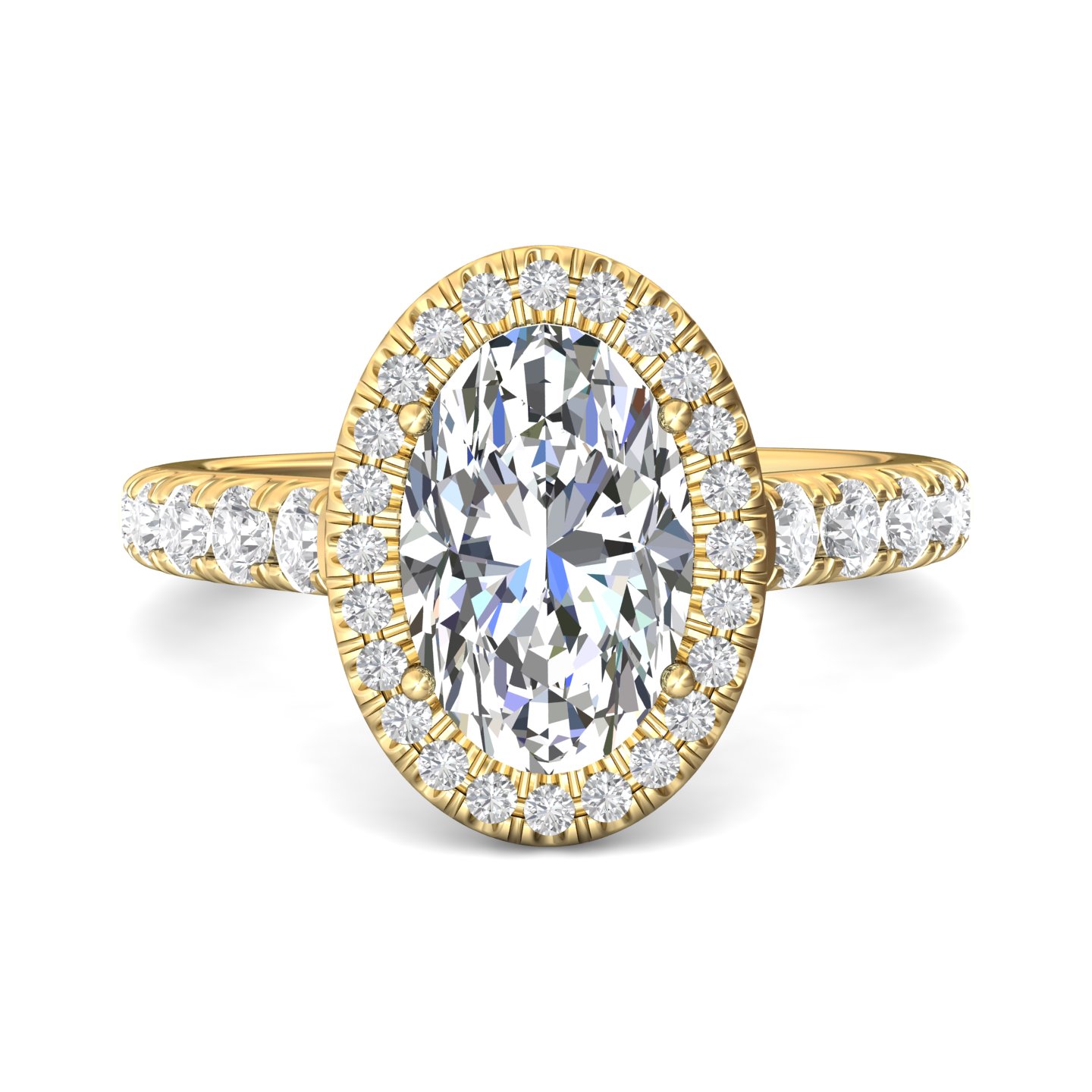 18K Yellow Gold Oval Diamond Engagement Ring