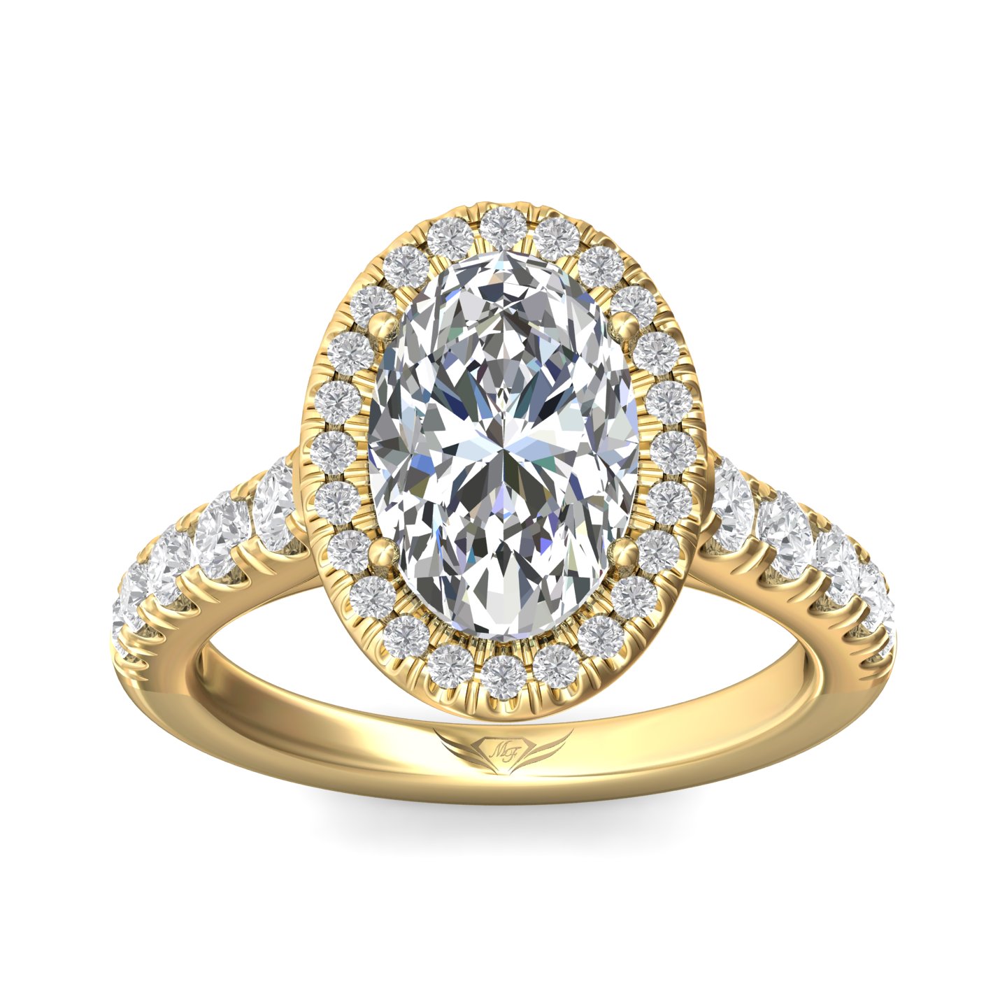 14K Yellow Gold Oval Diamond Engagement Ring