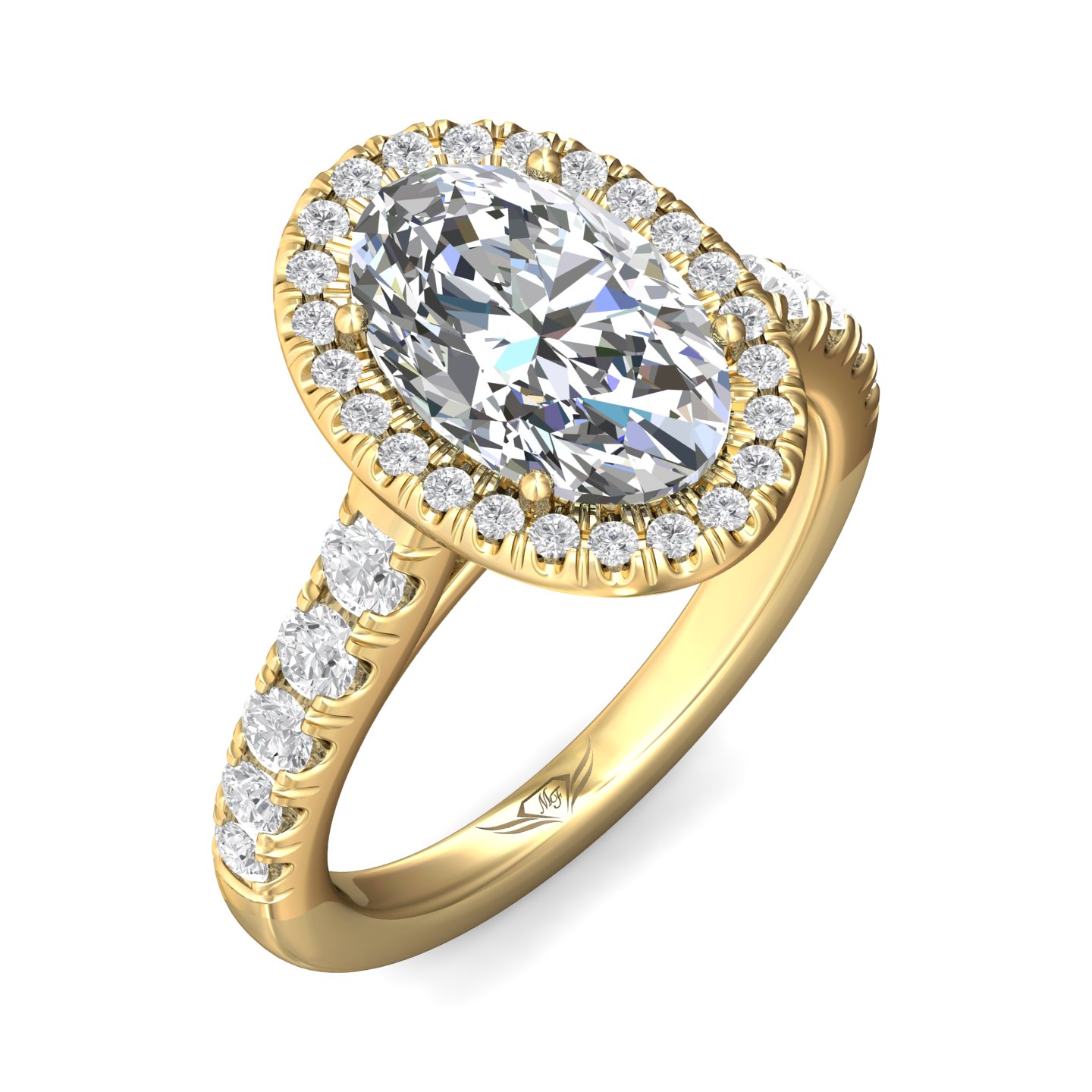 14K Yellow Gold Oval Diamond Engagement Ring