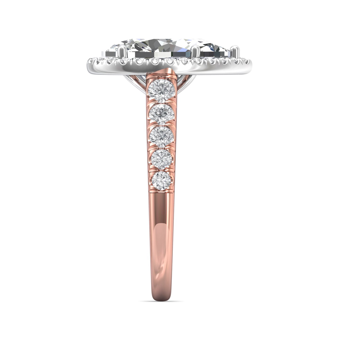 18K White and Rose Gold Pear Shape Diamond Engagement Ring
