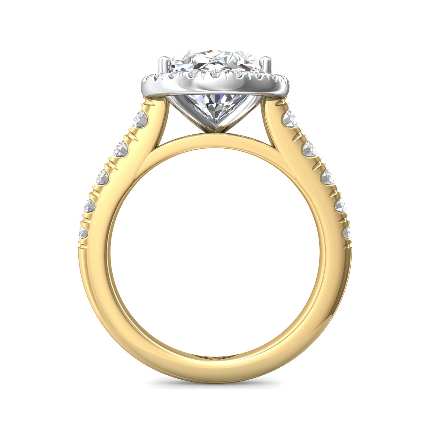 18K White and Yellow Gold Pear Shape Diamond Engagement Ring