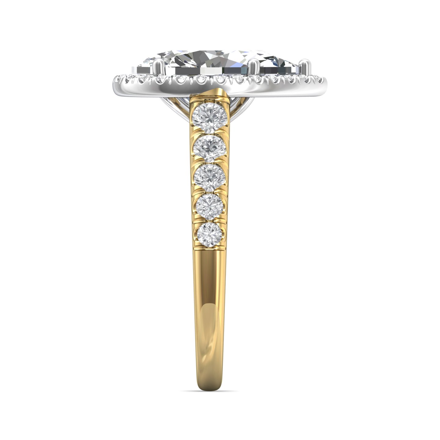 18K White and Yellow Gold Pear Shape Diamond Engagement Ring