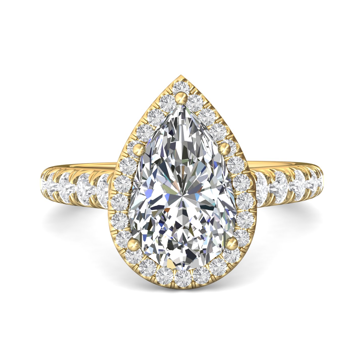 18K Yellow Gold Pear Shape Diamond Engagement Ring