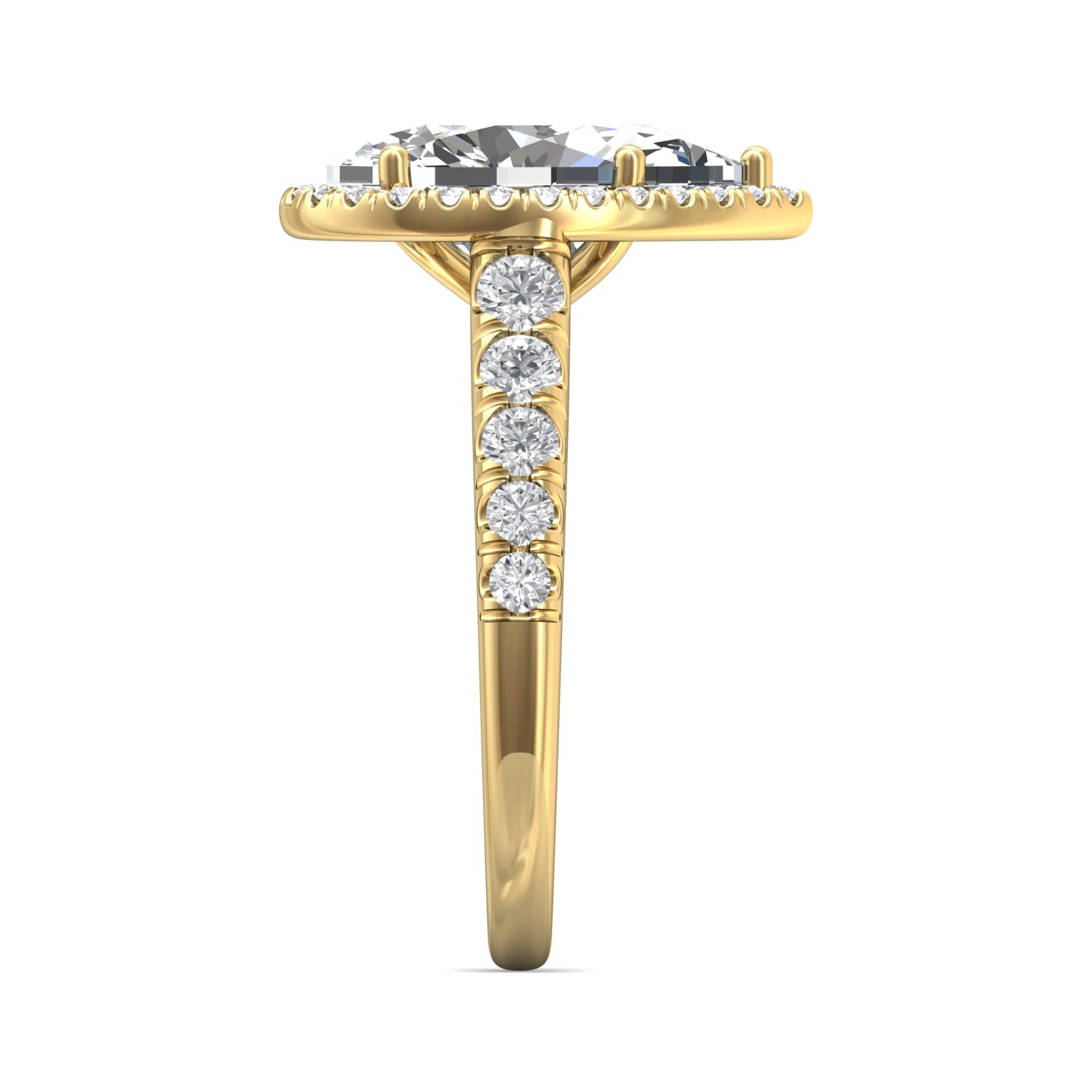 18K Yellow Gold Pear Shape Diamond Engagement Ring