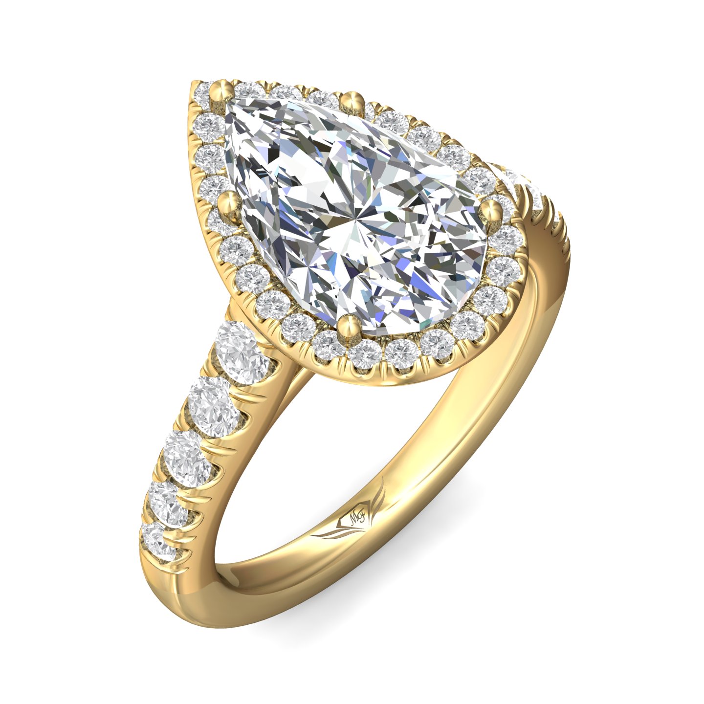 18K Yellow Gold Pear Shape Diamond Engagement Ring