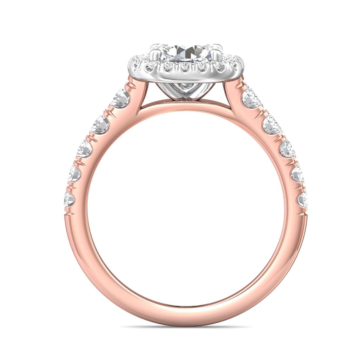 18K White and Rose Gold Cushion Diamond Engagement Ring