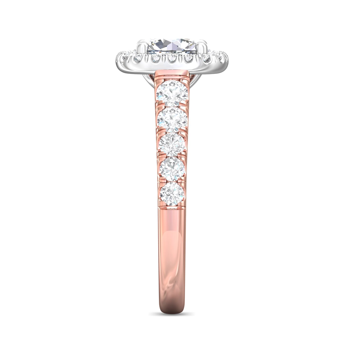 18K White and Rose Gold Cushion Diamond Engagement Ring
