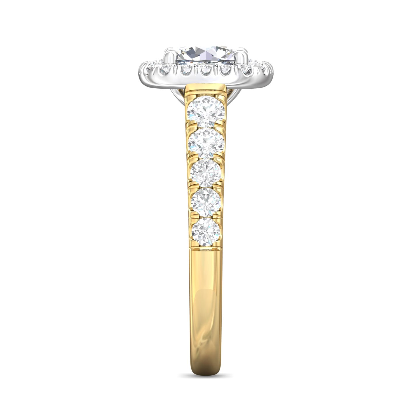 18K White and Yellow Gold Cushion Diamond Engagement Ring