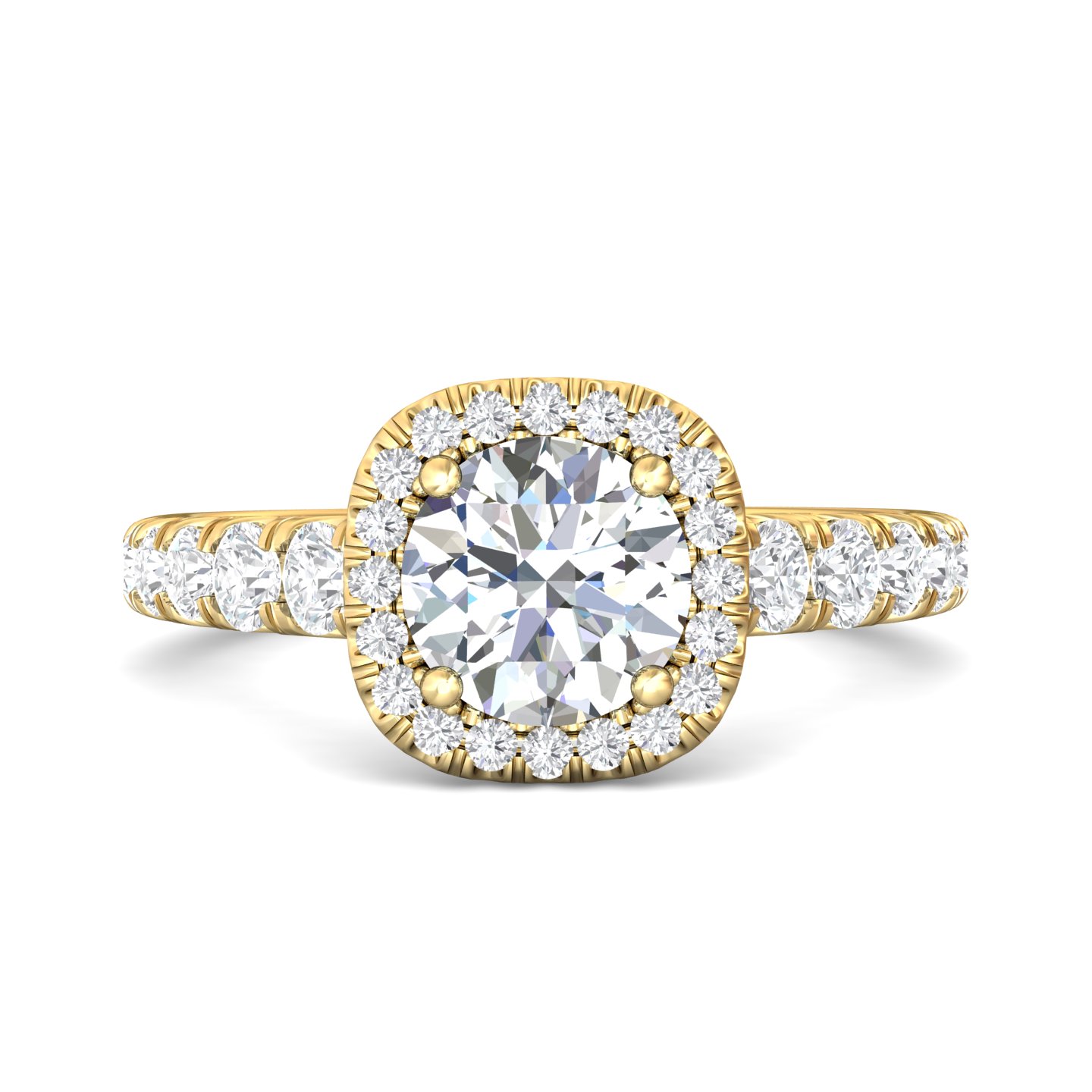 14K White Gold Cushion Diamond Engagement Ring