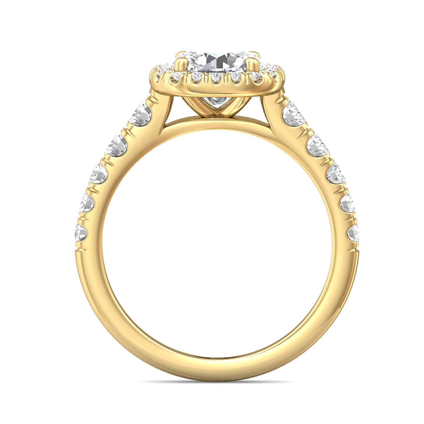 18K Yellow Gold Cushion Diamond Engagement Ring