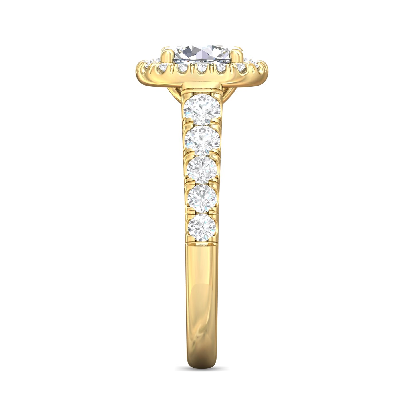 18K Yellow Gold Cushion Diamond Engagement Ring