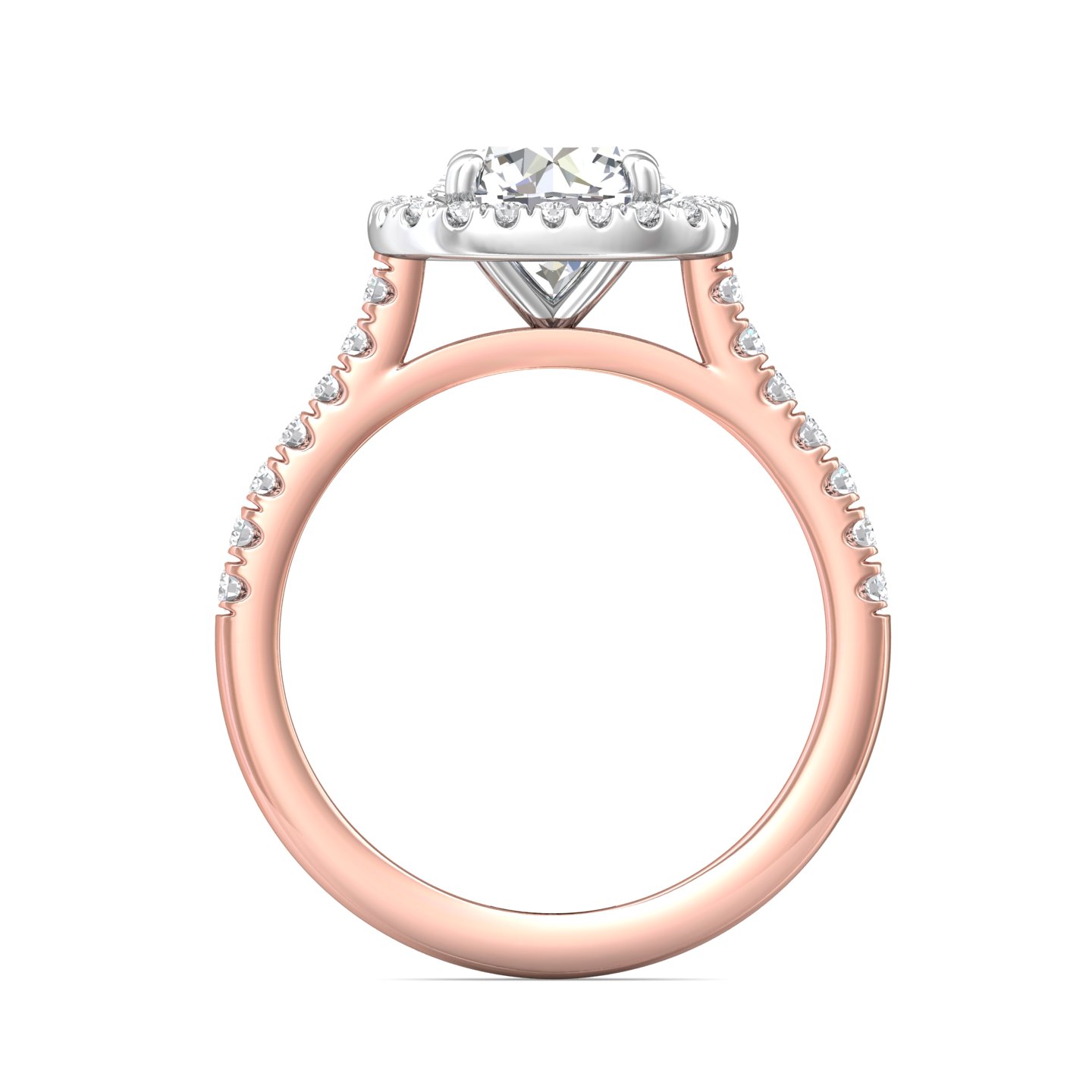 18K White and Rose Gold Cushion Diamond Engagement Ring