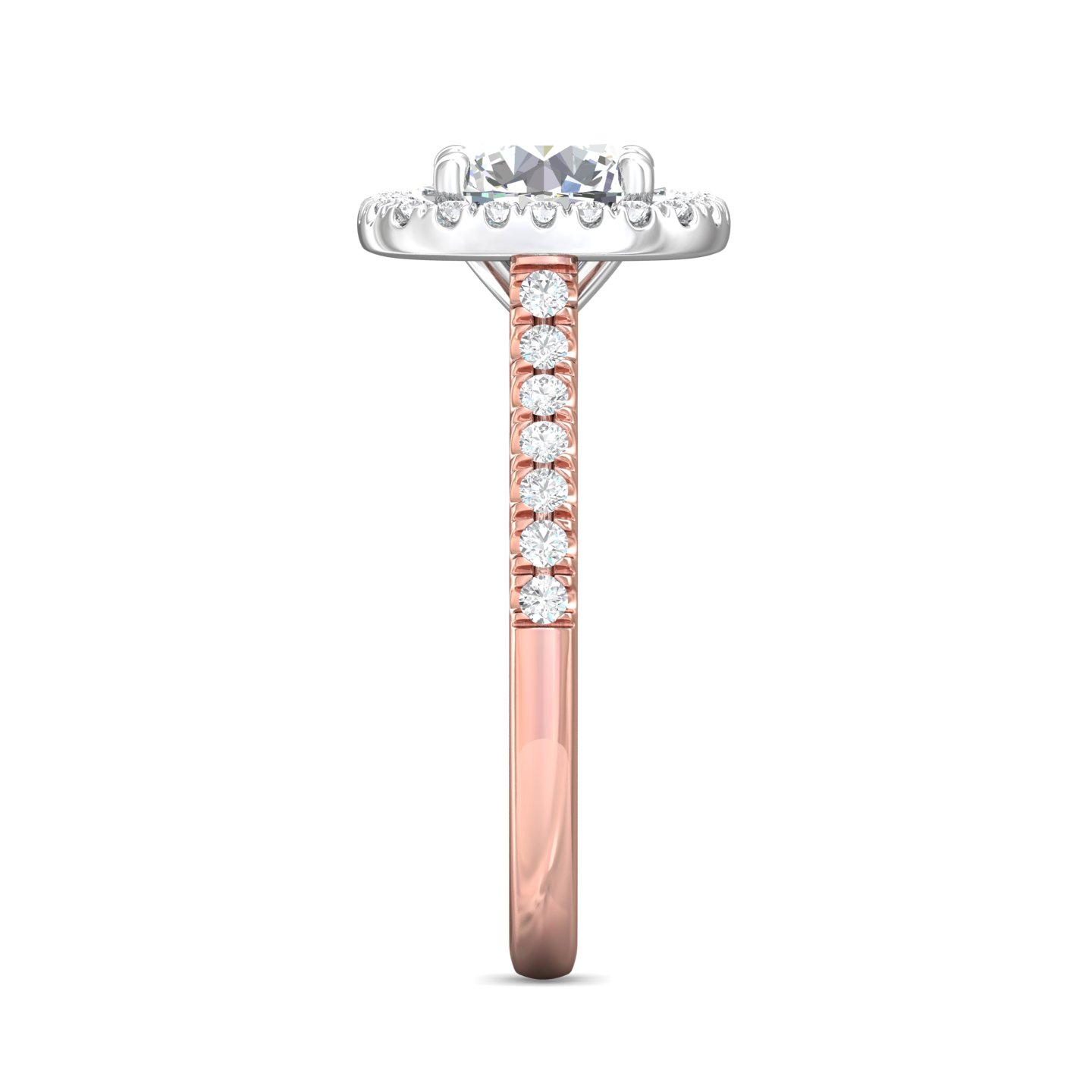 18K White and Rose Gold Cushion Diamond Engagement Ring