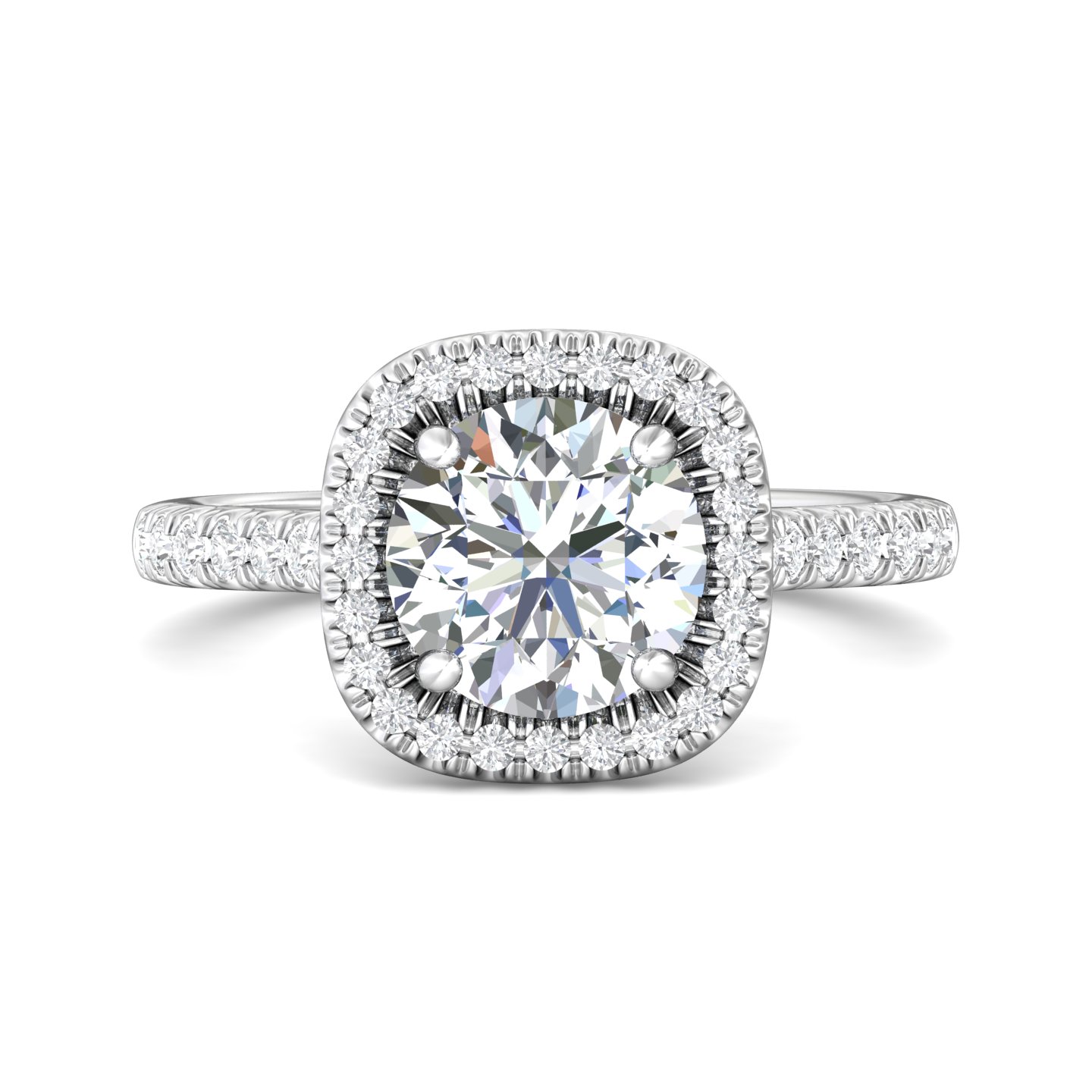 14K White Gold Cushion Diamond Engagement Ring
