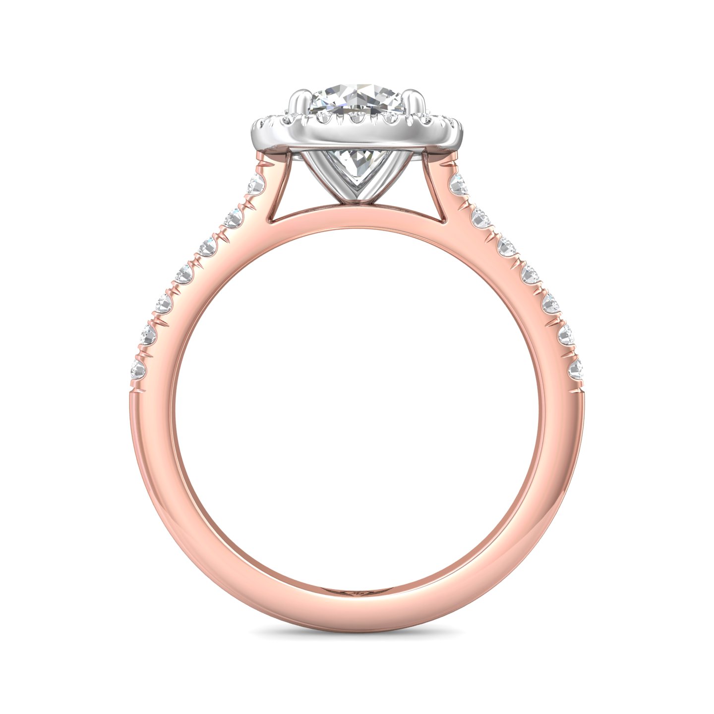 18K White and Rose Gold Cushion Diamond Engagement Ring