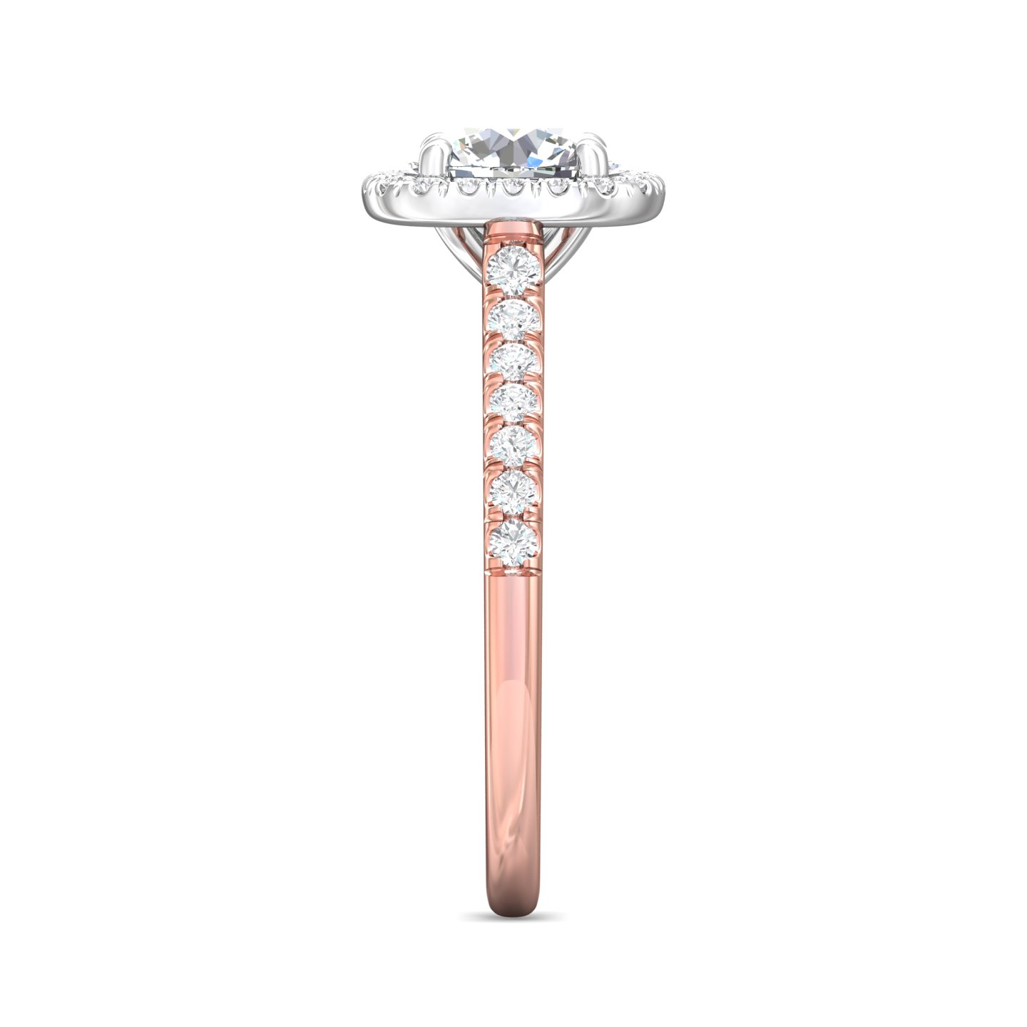 18K White and Rose Gold Cushion Diamond Engagement Ring