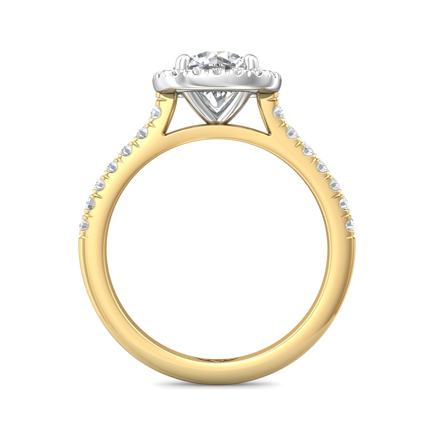 18K White and Yellow Gold Cushion Diamond Engagement Ring