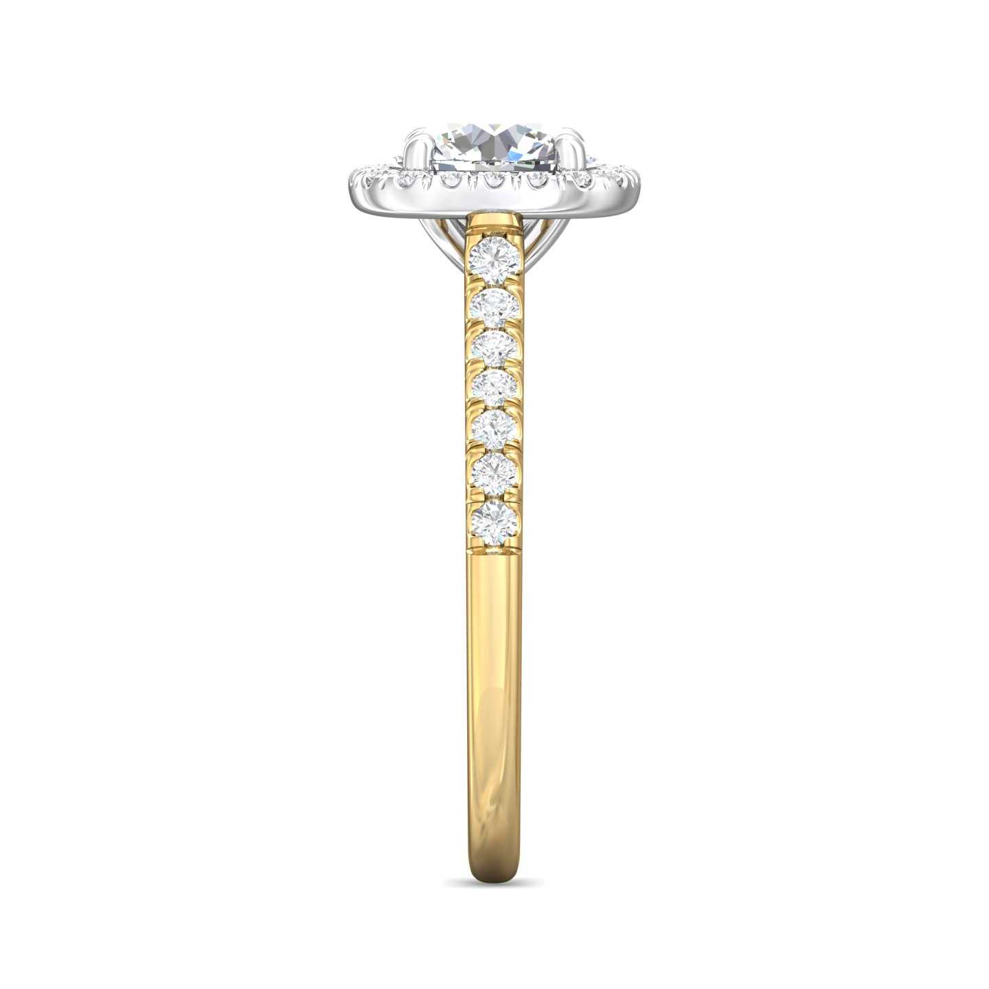 18K White and Yellow Gold Cushion Diamond Engagement Ring