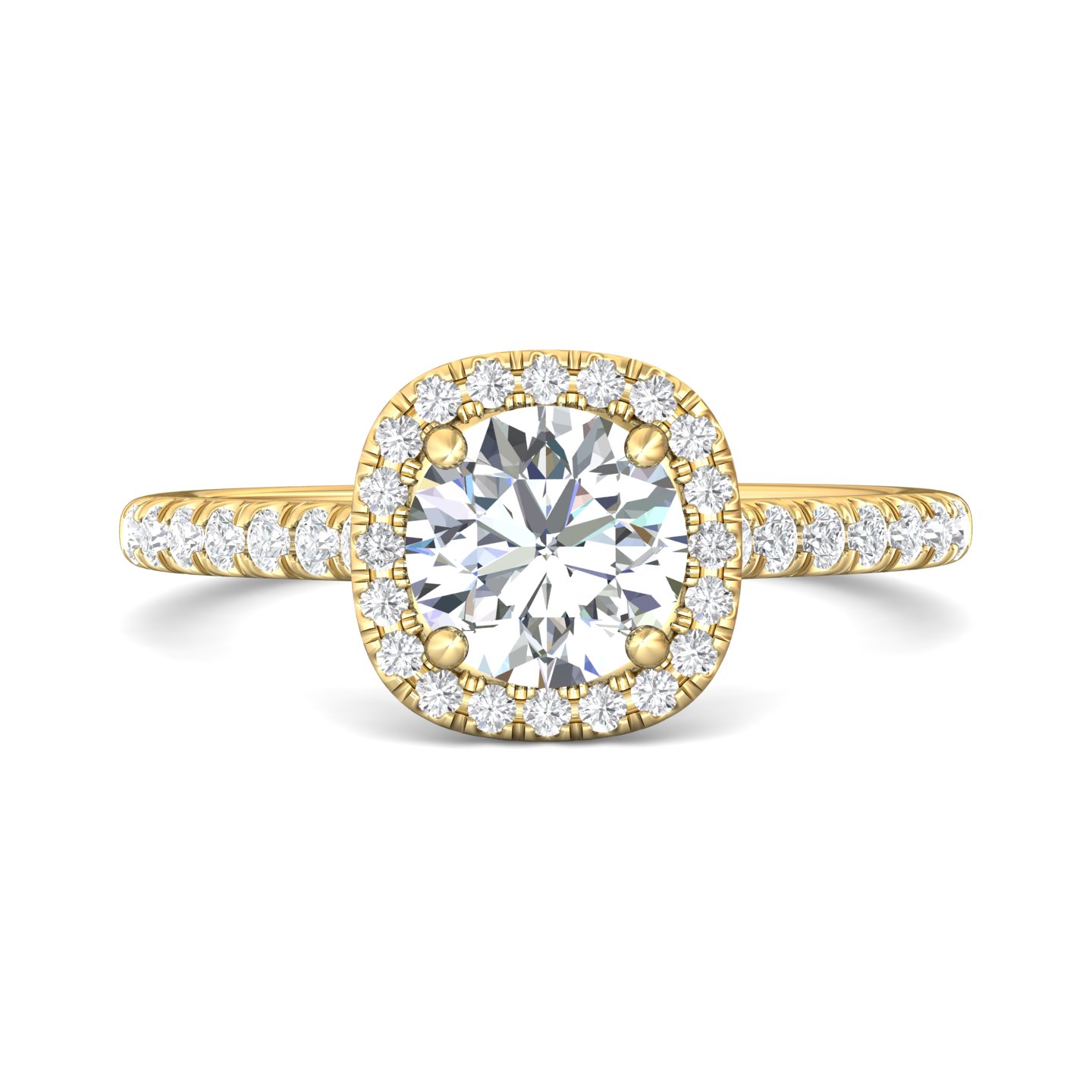 14K White Gold Cushion Diamond Engagement Ring
