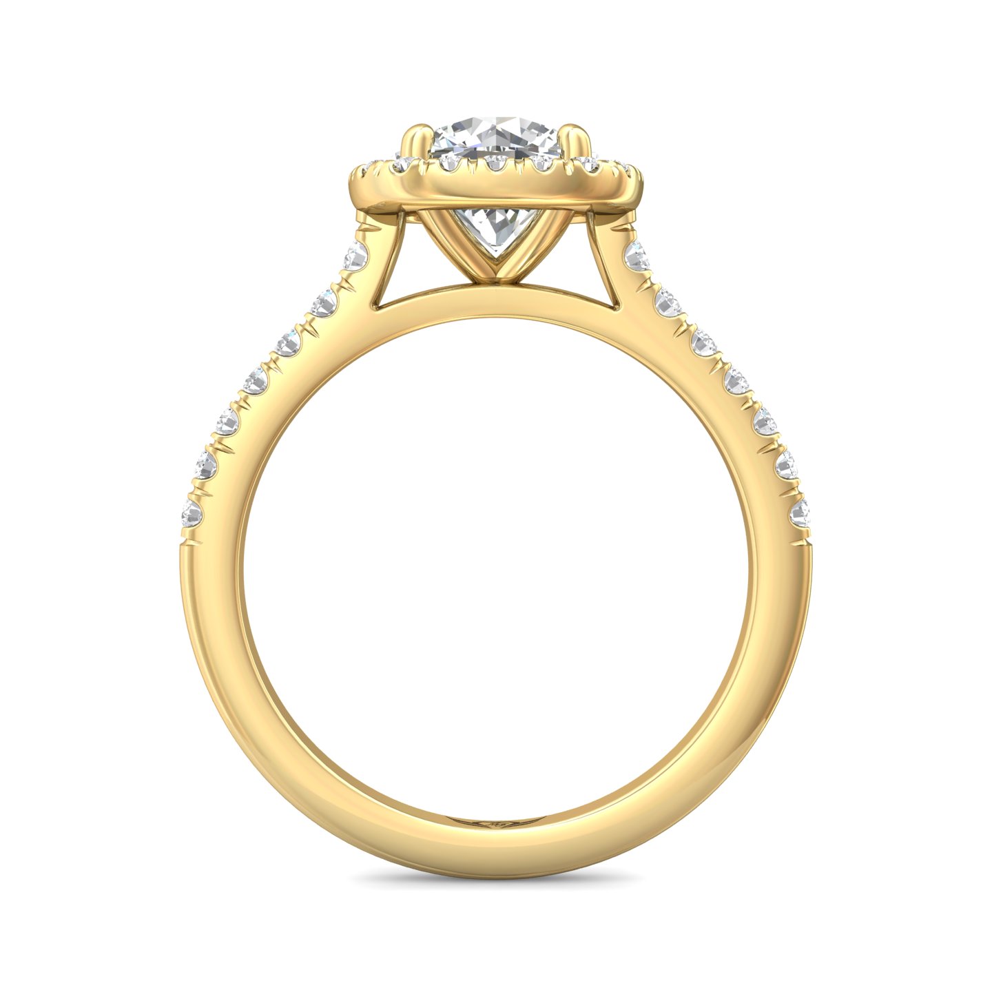 18K Yellow Gold Cushion Diamond Engagement Ring