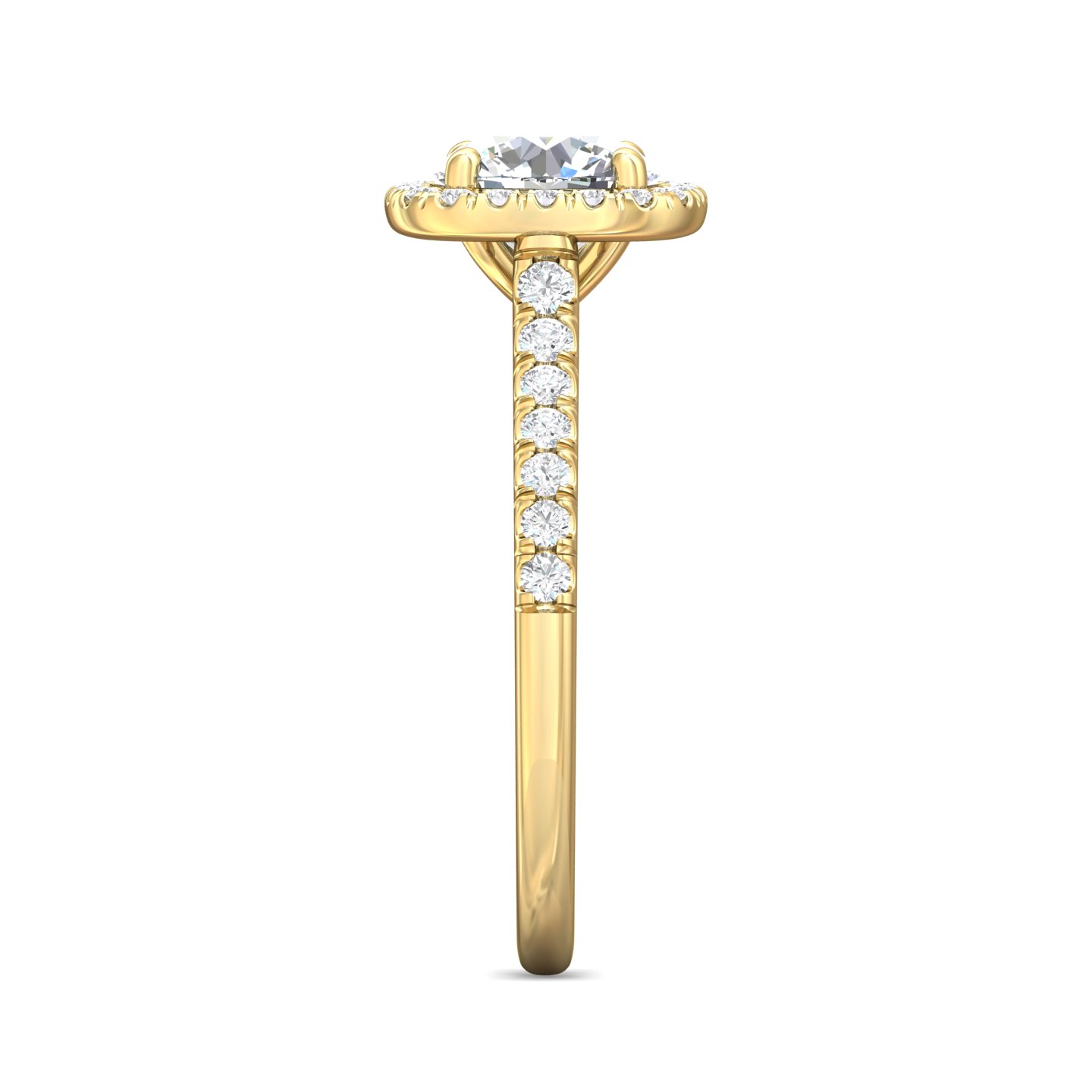 18K Yellow Gold Cushion Diamond Engagement Ring