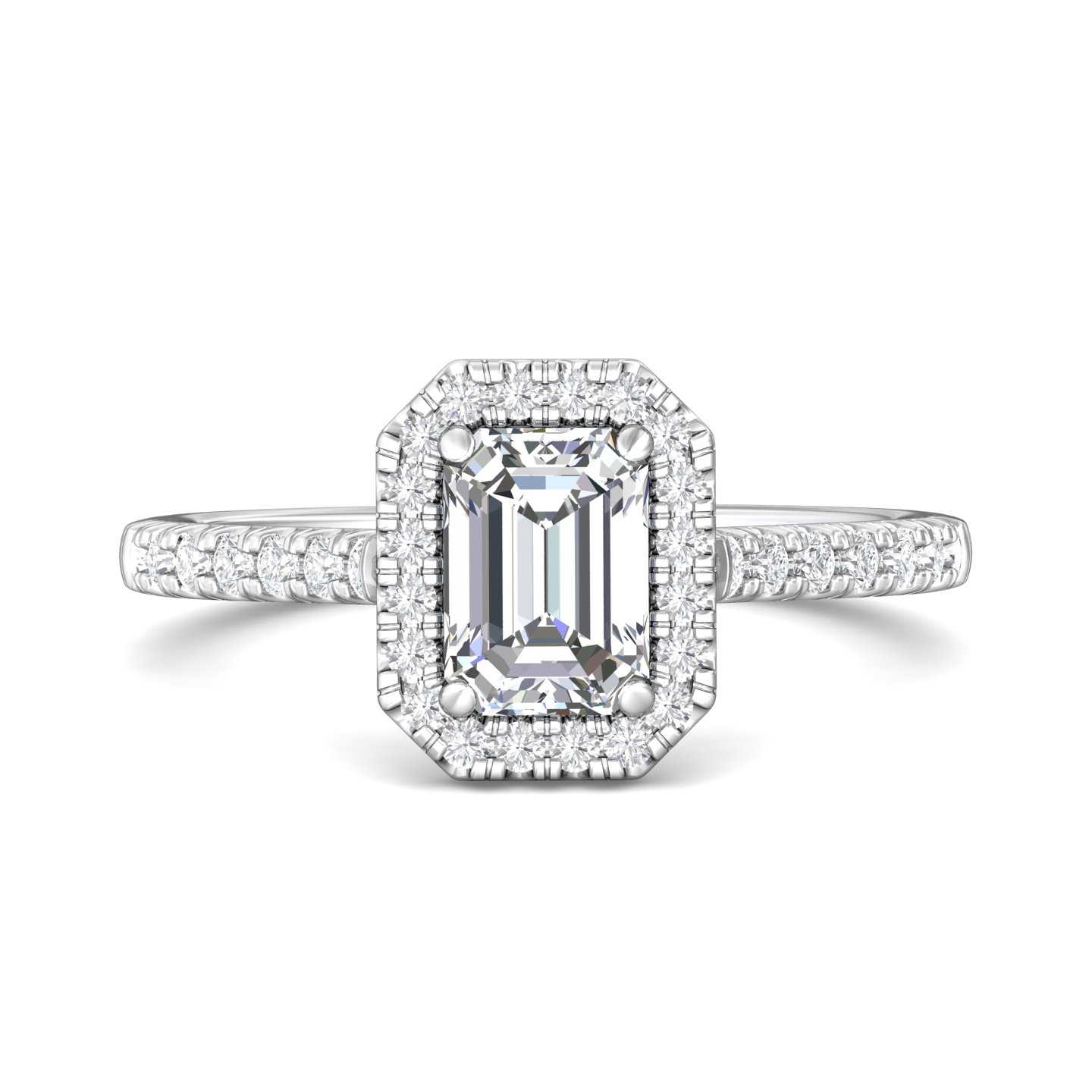Platinum Emerald Cut Diamond Engagement Ring