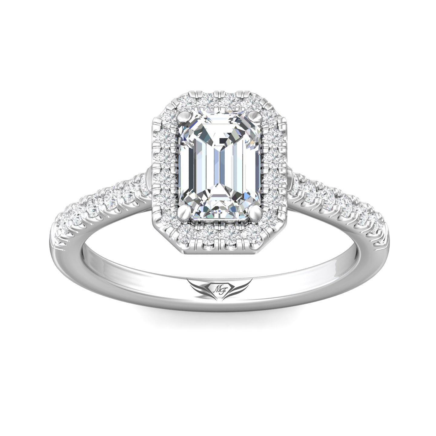 Platinum Emerald Cut Diamond Engagement Ring