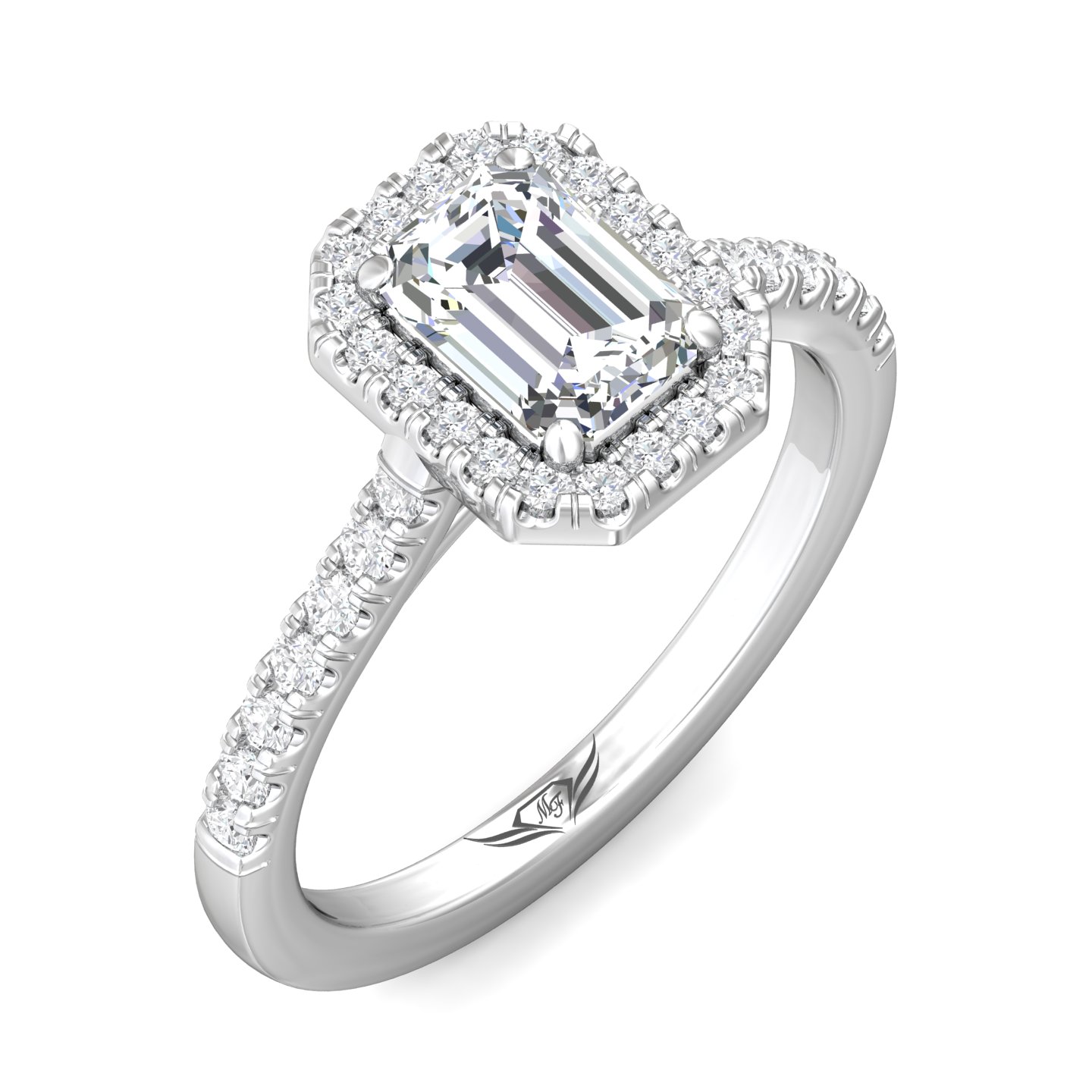 Platinum Emerald Cut Diamond Engagement Ring