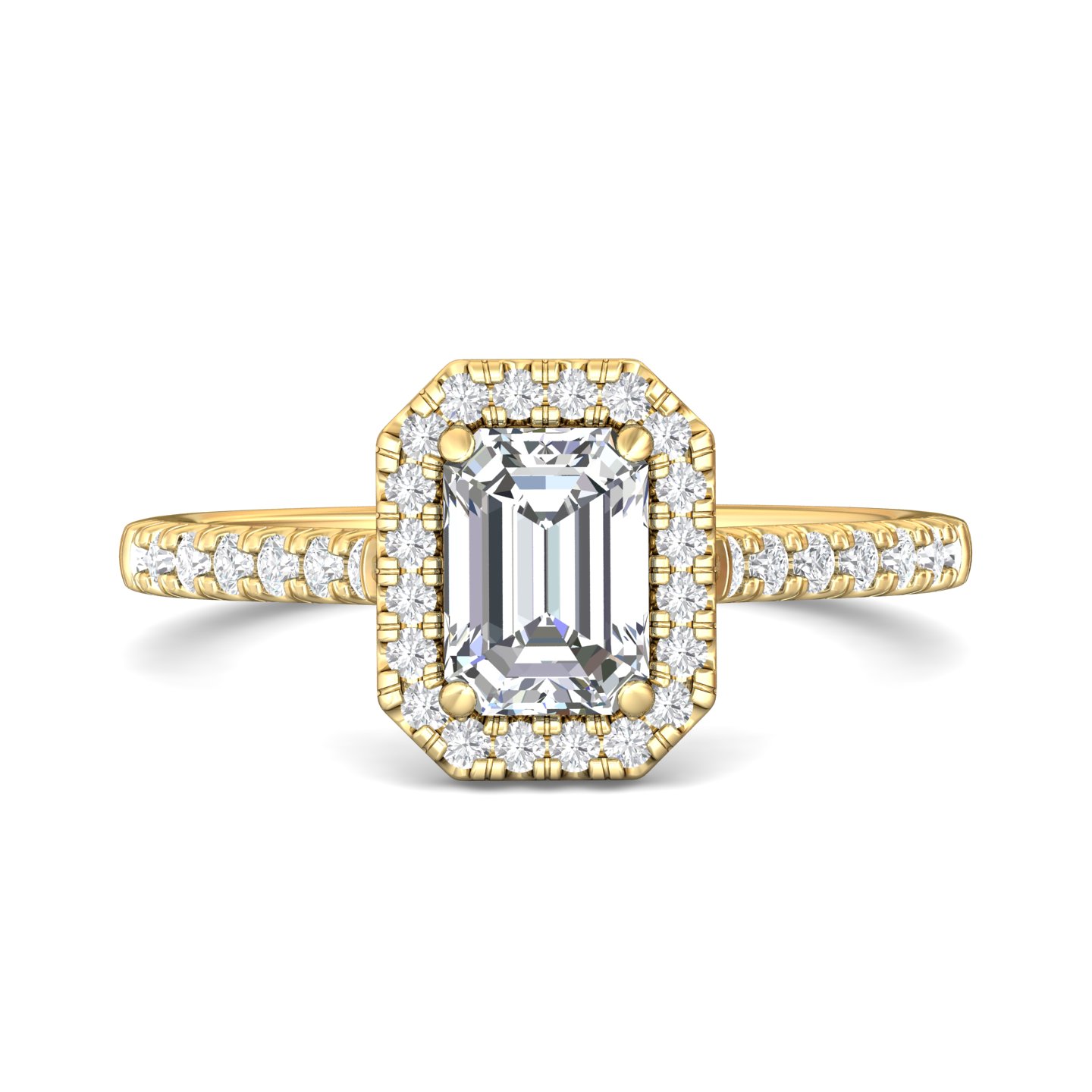 14K Yellow Gold Emerald Cut Diamond Engagement Ring