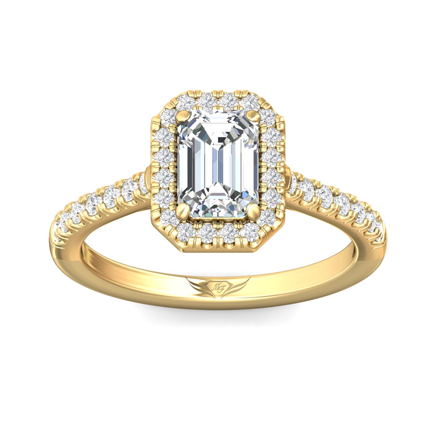 14K Yellow Gold Emerald Cut Diamond Engagement Ring