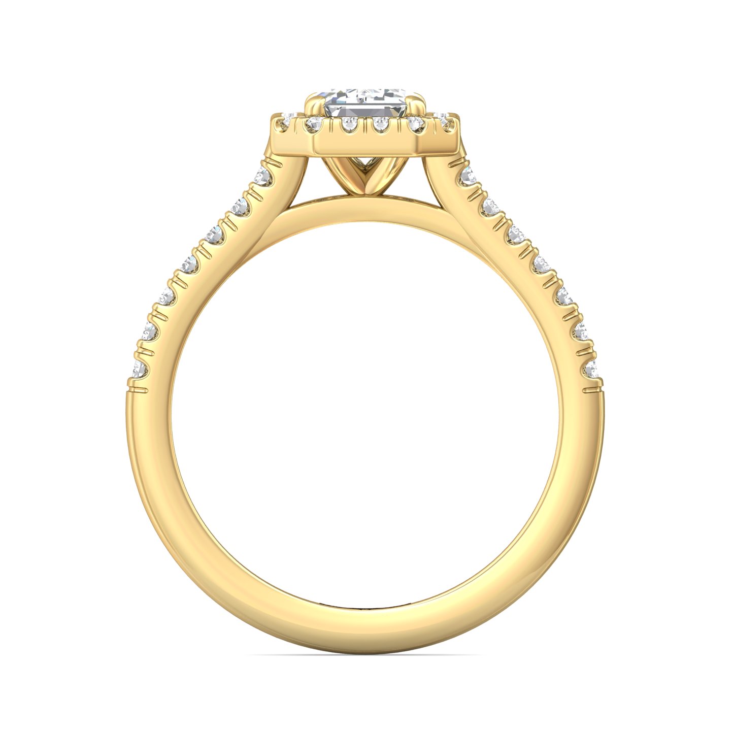 14K Yellow Gold Emerald Cut Diamond Engagement Ring