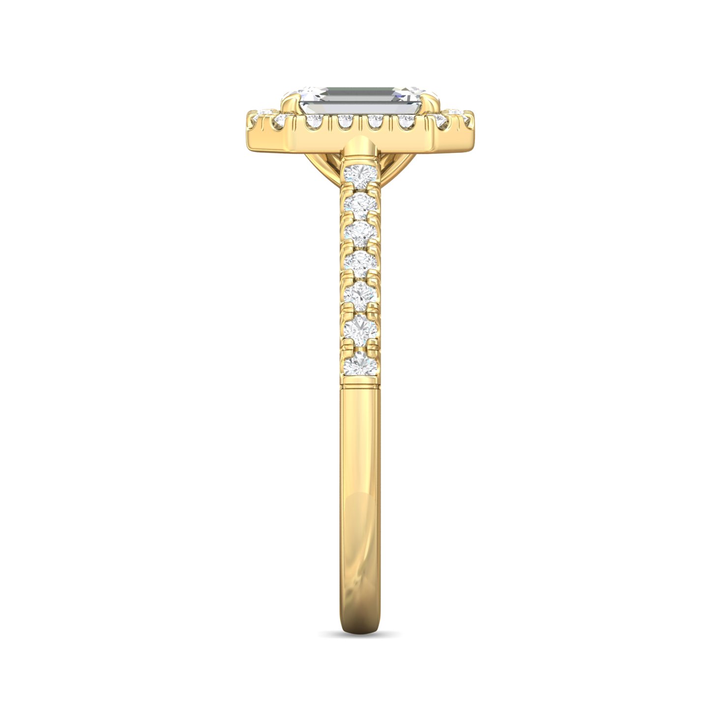 14K Yellow Gold Emerald Cut Diamond Engagement Ring