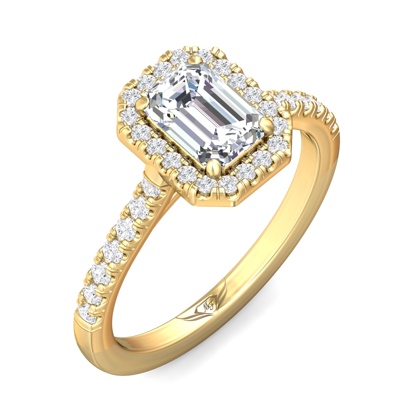 14K Yellow Gold Emerald Cut Diamond Engagement Ring