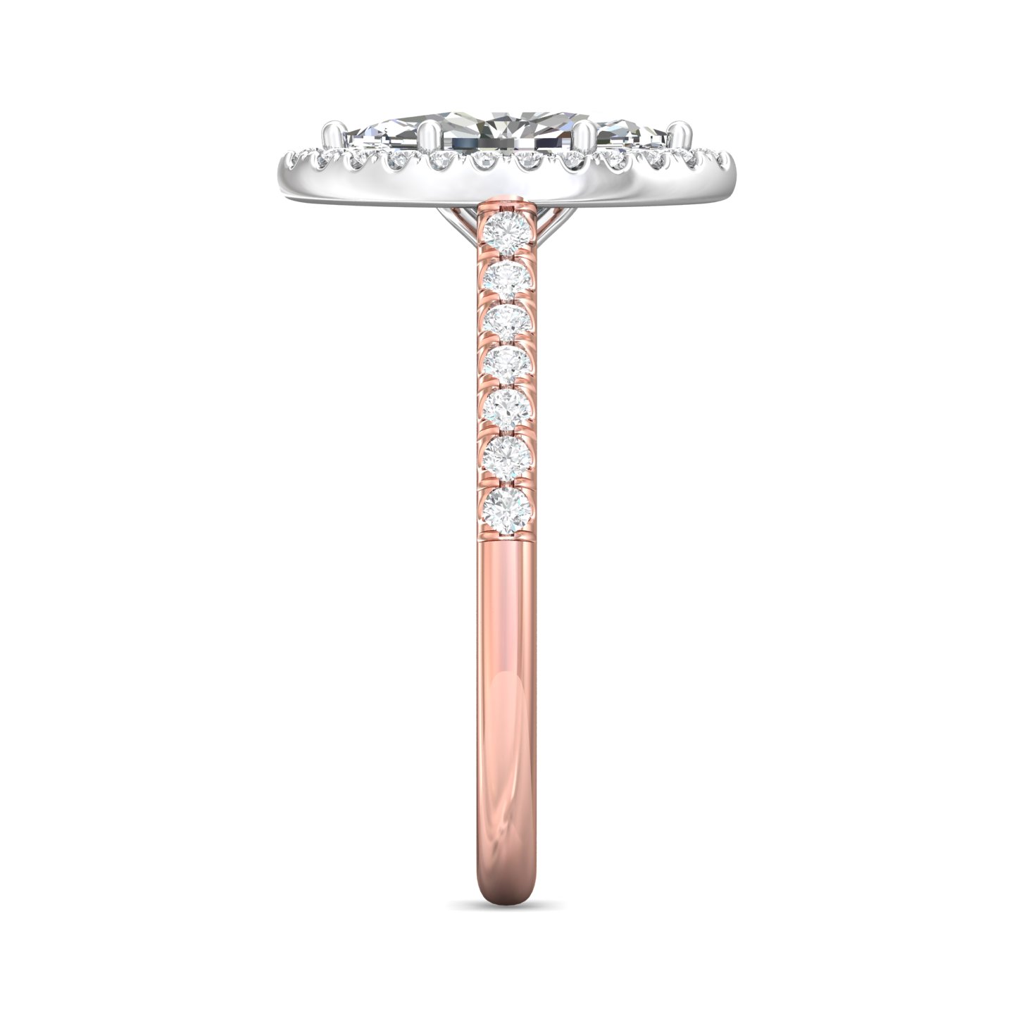 18K White and Rose Gold Marquise Diamond Engagement Ring