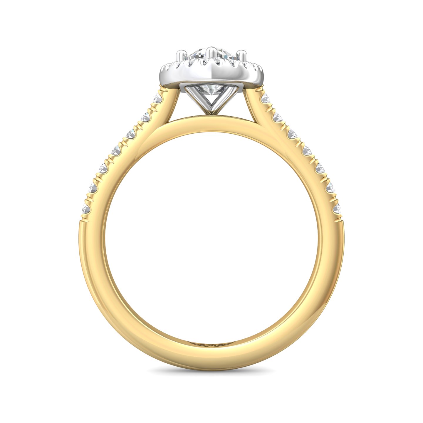 14K Yellow and White Gold Marquise Diamond Engagement Ring