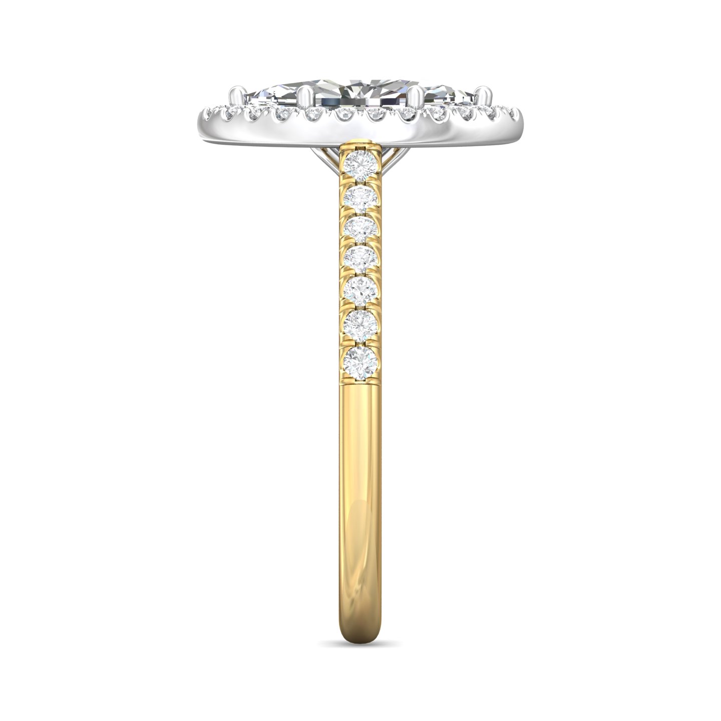 14K Yellow and White Gold Marquise Diamond Engagement Ring