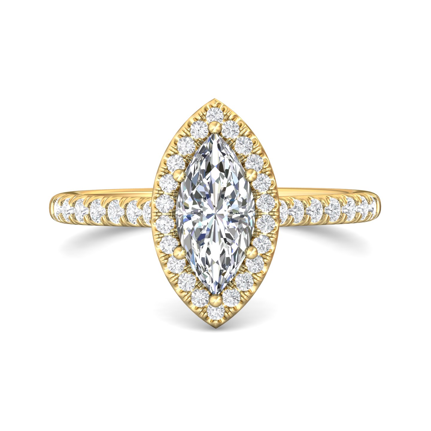18K Yellow Gold Marquise Diamond Engagement Ring