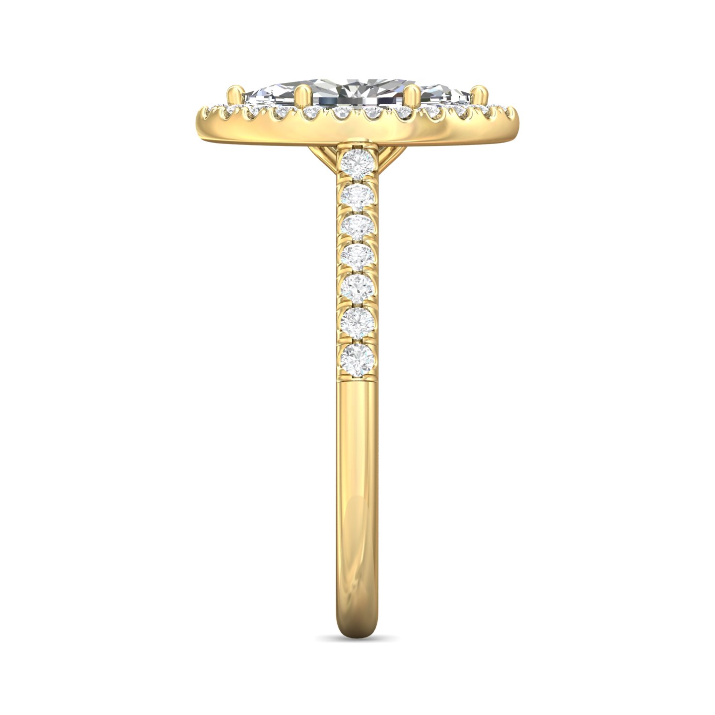 18K Yellow Gold Marquise Diamond Engagement Ring