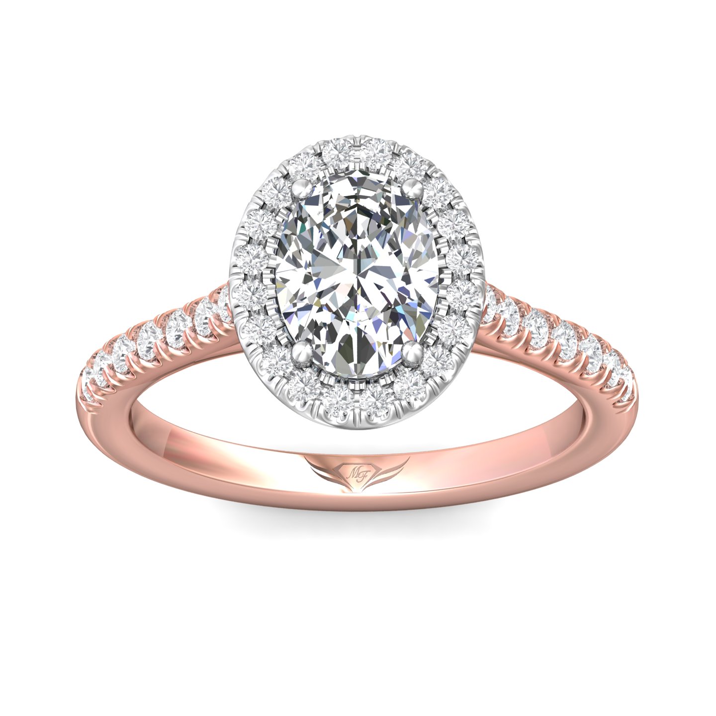 18K White and Rose Gold Oval Diamond Engagement Ring