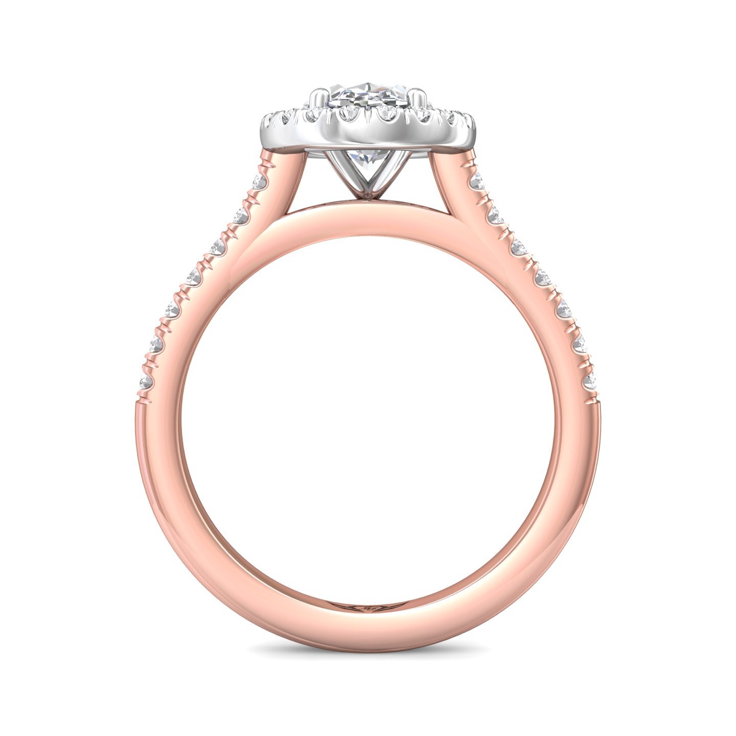 18K White and Rose Gold Oval Diamond Engagement Ring
