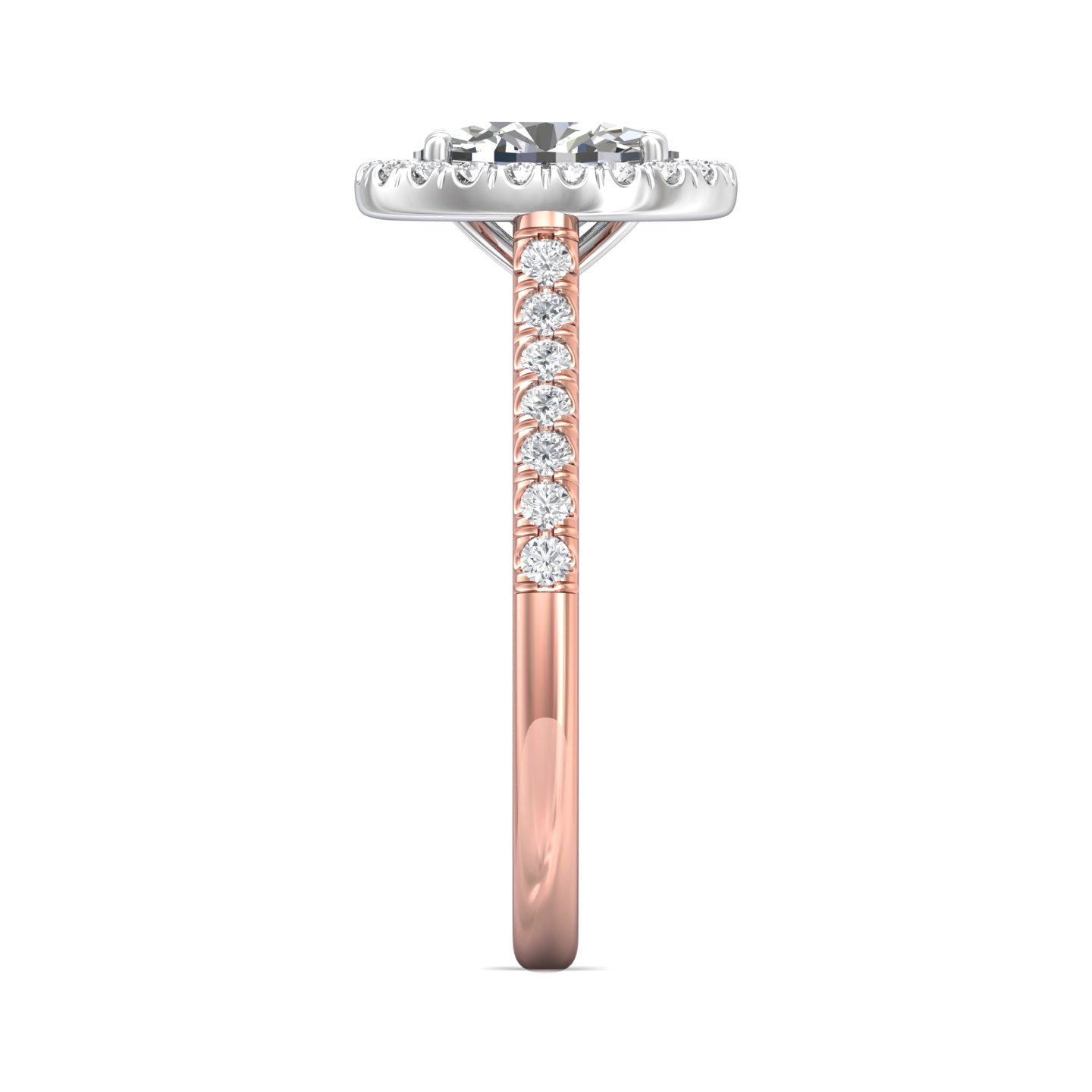18K White and Rose Gold Oval Diamond Engagement Ring